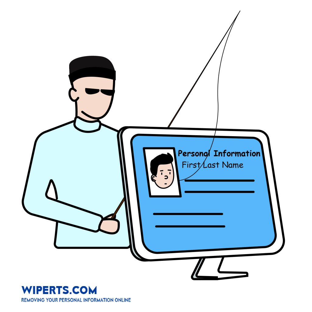 An illustrative depiction of an individual clearing their digital footprints, with symbols of a magnifying glass, shield, and eraser indicating the proactive steps of searching for and erasing personal data online.