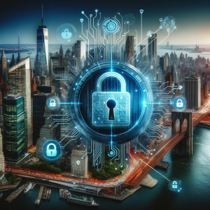 Symbolic image of personal data protection in New York City.