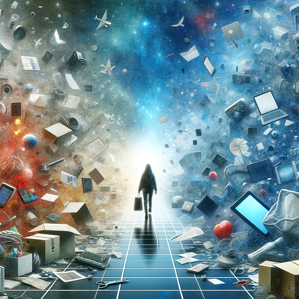 Art of a person moving from chaos to clarity