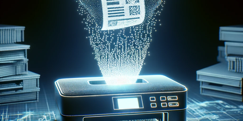 A laser printer emitting a faint pattern of dots.