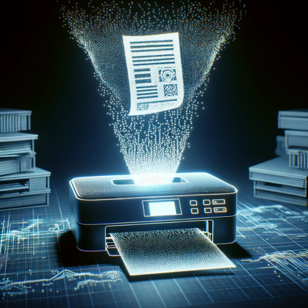 The Secret Language of Printers. A laser printer emitting a faint pattern of dots.