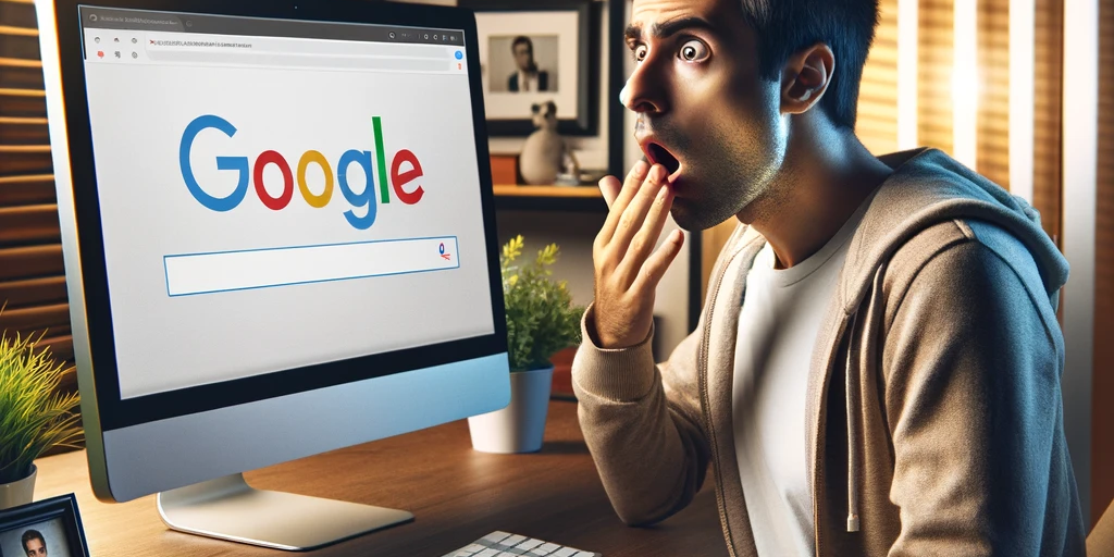 Person shocked by personal information found during a Google search.