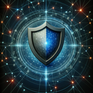 Digital shield symbolizing cybersecurity