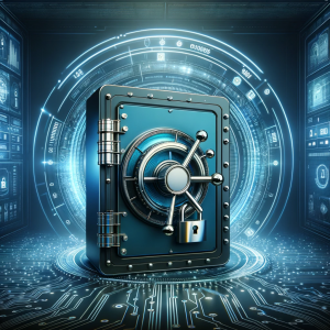 A locked digital vault symbolizing secure data storage.
