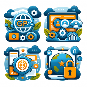 Icons symbolizing key global privacy laws, including GDPR and CCPA.
