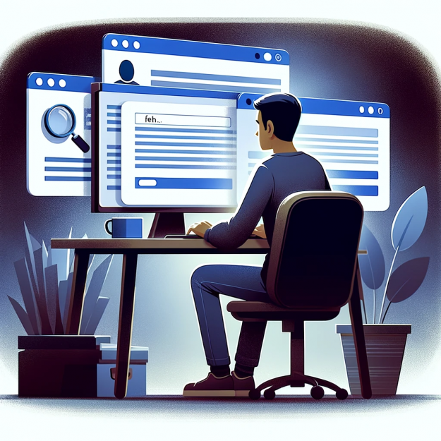 Navigating the Web for Personal Data Insights A person conducting an online search for personal information on a computer in a home office setting.