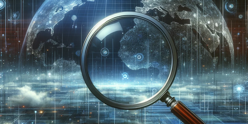 Reflections of Self: The Quest for Digital Privacy. A person silhouetted against a vibrant digital backdrop, representing the search for identity and privacy in the virtual world.