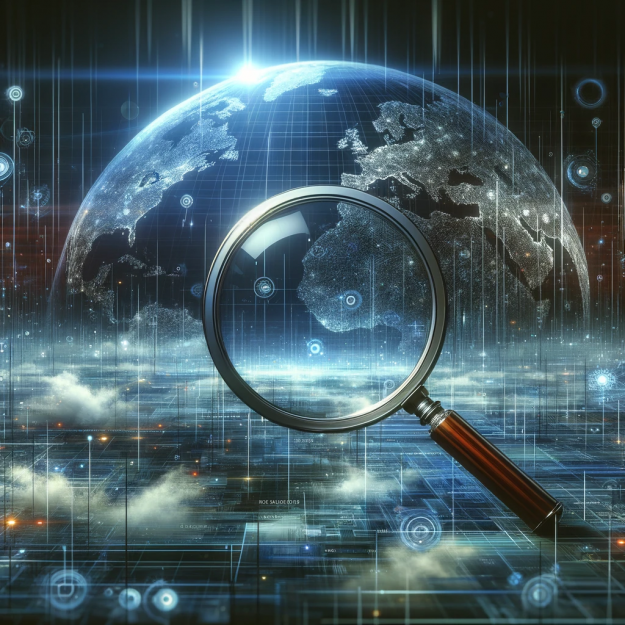 A person silhouetted against a vibrant digital backdrop, representing the search for identity and privacy in the virtual world.