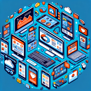 Digital devices displaying various types of data.