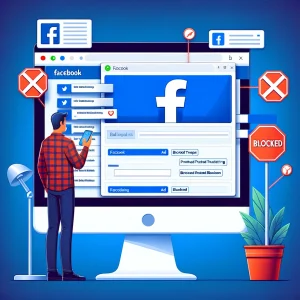 A person using ad blocking software to prevent Facebook tracking.