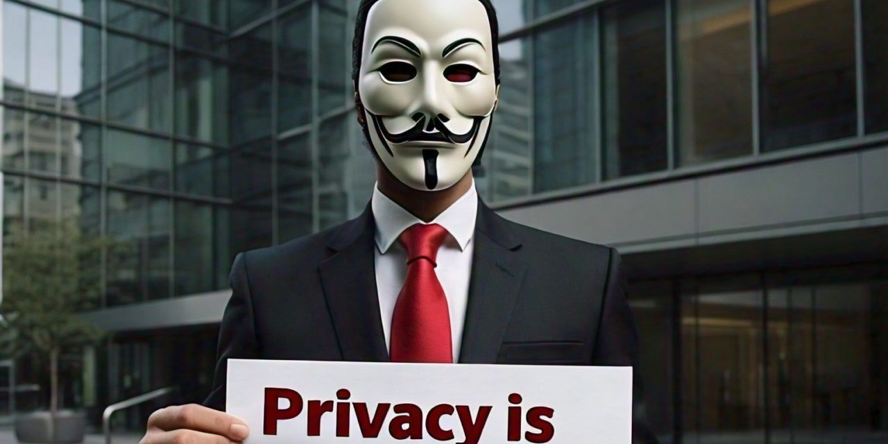 Person holding privacy sign