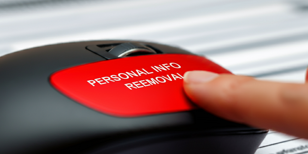 Red text on a black background reading "PERSONAL INFO REMOVAL"
