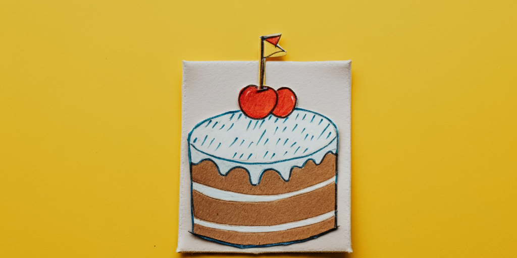 How to Keep Your Birthday Private on Facebook A hand-drawn illustration of a birthday cake with cherries on top, placed on a yellow background, symbolizing birthday celebrations.