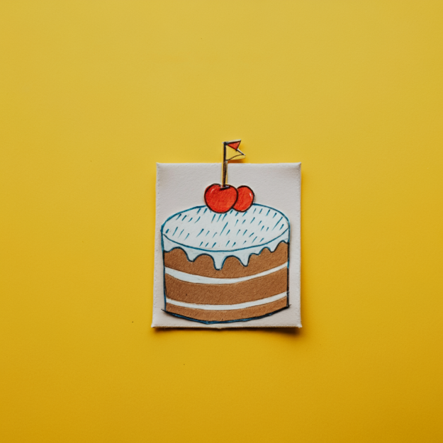 How to Keep Your Birthday Private on Facebook A hand-drawn illustration of a birthday cake with cherries on top, placed on a yellow background, symbolizing birthday celebrations.