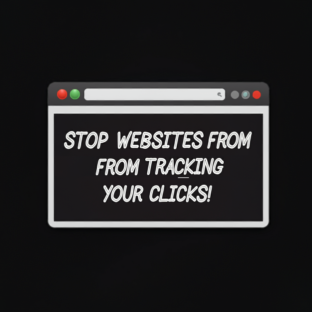 How to Stop Websites from Tracking Your Clicks Image of a browser window with the text "Stop Websites from Tracking Your Clicks" to emphasize online privacy and secure browsing.
